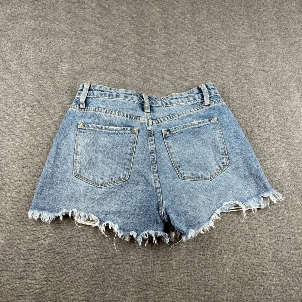 KanCan Denim Shorts Women's 27 Blue Distressed High Rise Raw Hem KC9145M